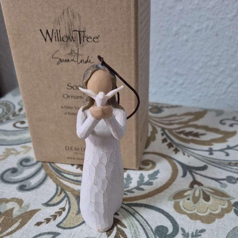 Willow Tree Soar Ornament with Cream Dress and White Dove